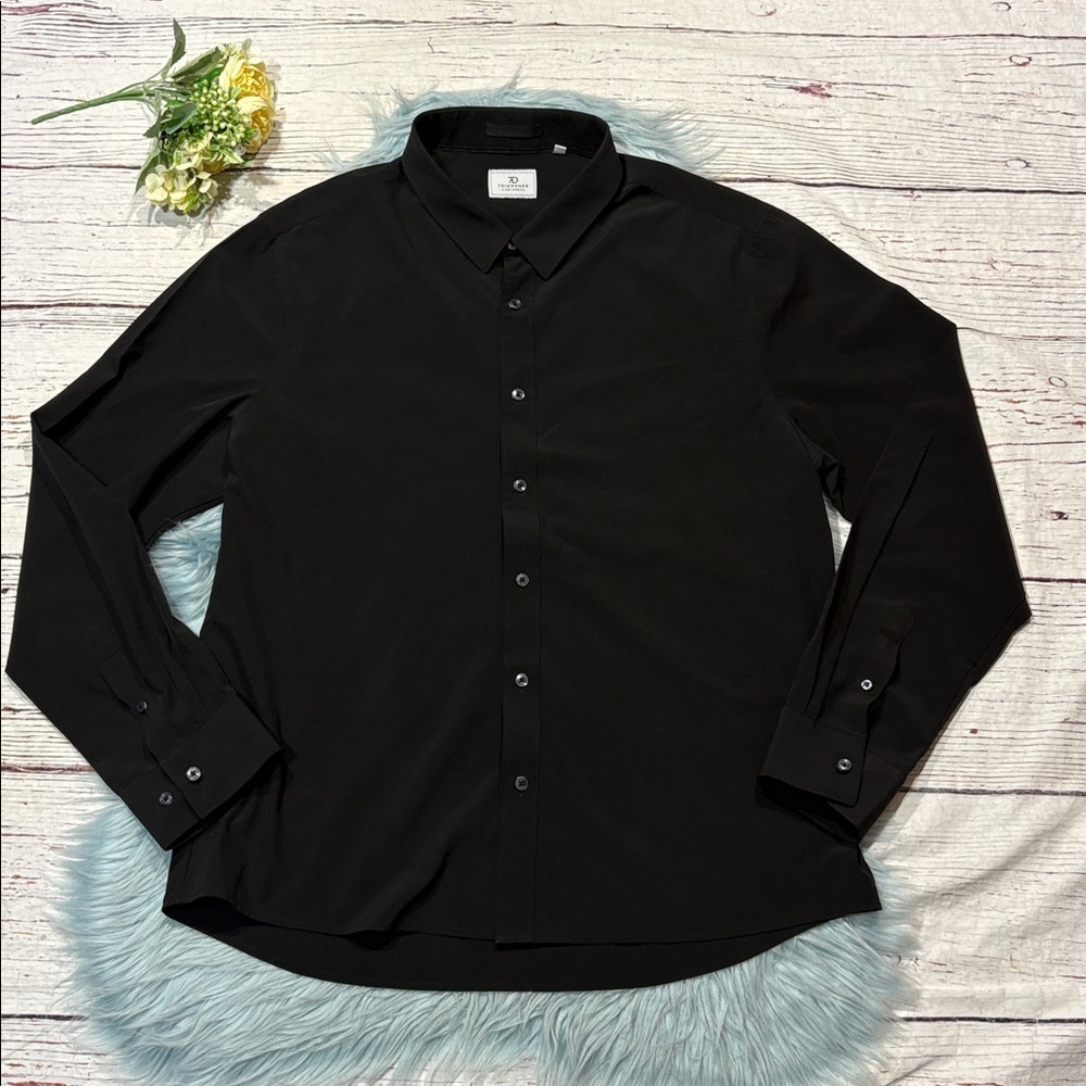 7 Diamond Black Rocco 4-way Stretch Woven Active Button Front Shirt